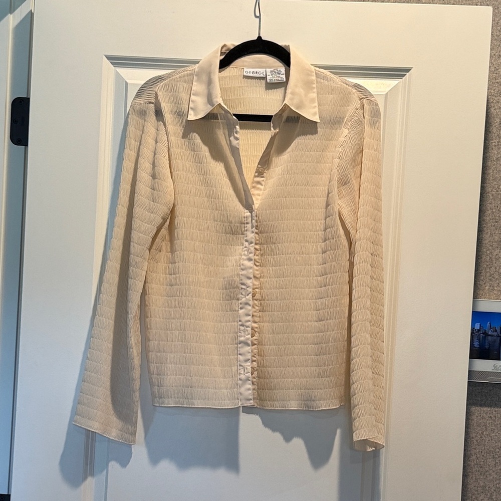 Grace Elements Cream Button-Down Shirt - image 1